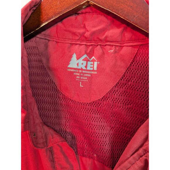 REI Men’s Rust Red Cotton Short Sleeve Camp Shirt Size Large Breathable - Picture 4 of 6